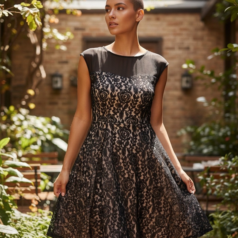 JUST…TAYLOR Lace Overlay Dress Size 6 - Picture 2 of 7